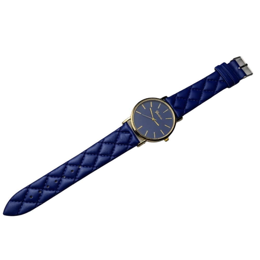 Blue Quilt Pattern Geneva Watch - Picture 2 of 3
